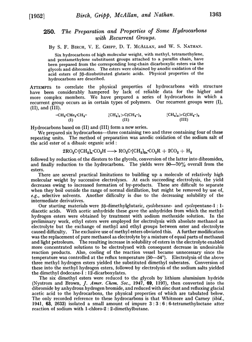 250. The preparation and properties of some hydrocarbons with recurrent groups