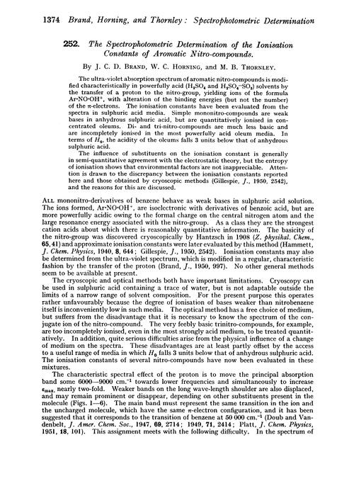 252. The spectrophotometric determination of the ionisation constants of aromatic nitro-compounds