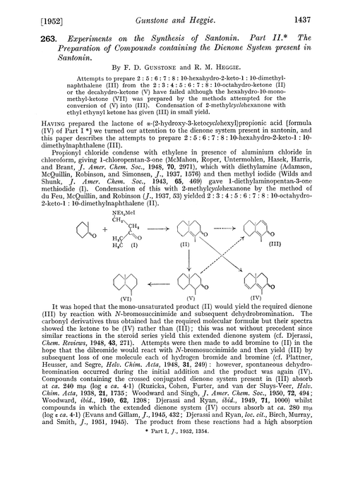 263. Experiments on the synthesis of santonin. Part II. The preparation of compounds containing the dienone system present in santonin
