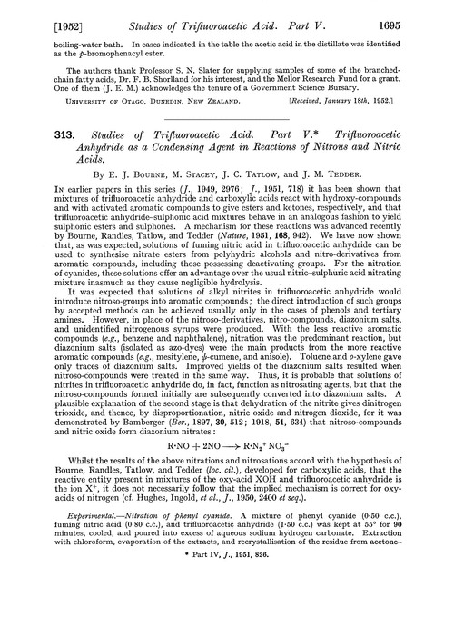 313. Studies of trifluoroacetic acid. Part V. Trifluoroacetic anhydride as a condensing agent in reactions of nitrous and nitric acids