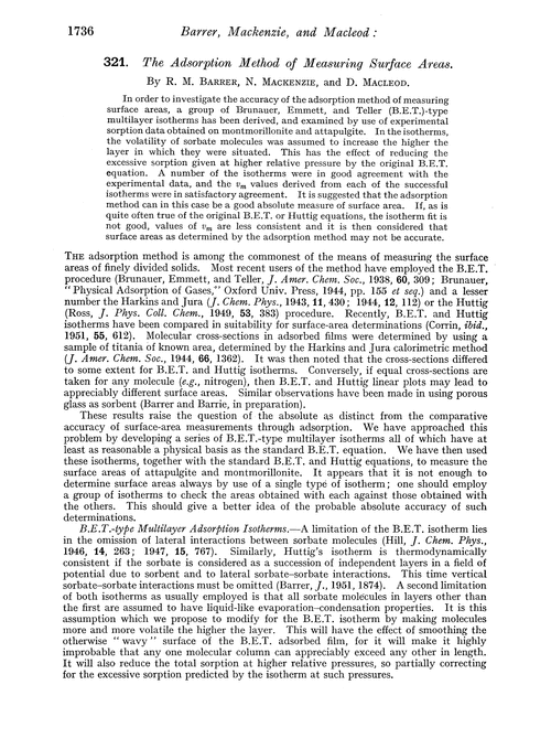 321. The adsorption method of measuring surface areas
