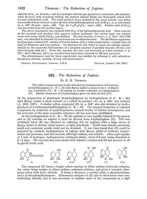 335. The reduction of juglone