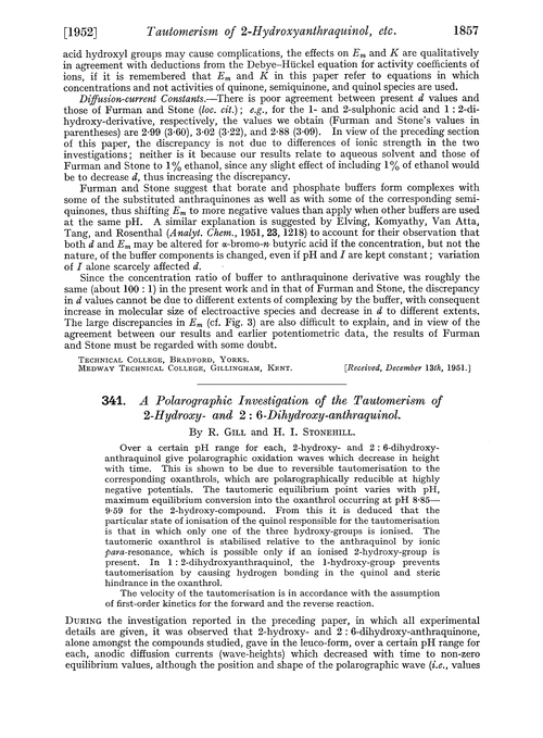 341. A polarographic investigation of the tautomerism of 2-hydroxy- and 2 : 6-dihydroxy-anthraquinol