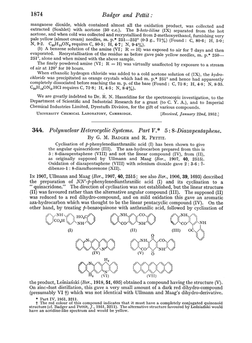 344. Polynuclear heterocyclic systems. Part V. 5 : 8-Diazapentaphene