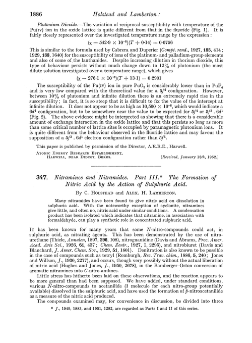 347. Nitramines and nitramides. Part III. The formation of nitric acid by the action of sulphuric acid