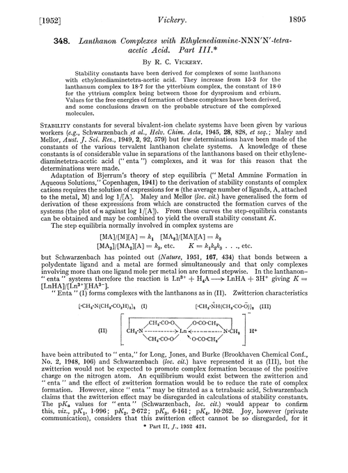 348. Lanthanon complexes with ethylenediamine-NNN′N-tetra-acetic acid. Part III