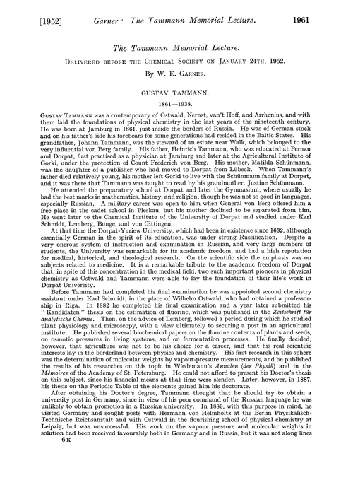 The Tammann memorial lecture