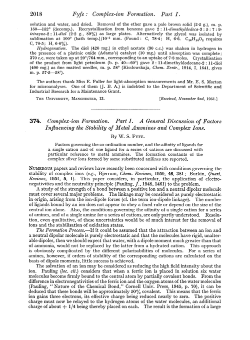 374. Complex-ion formation. Part I. A general discussion of factors influencing the stability of metal ammines and complex ions