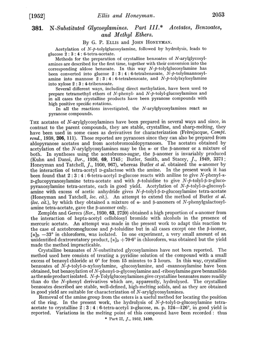 381. N-substituted glycosylamines. Part III. Acetates, benzoates, and methyl ethers