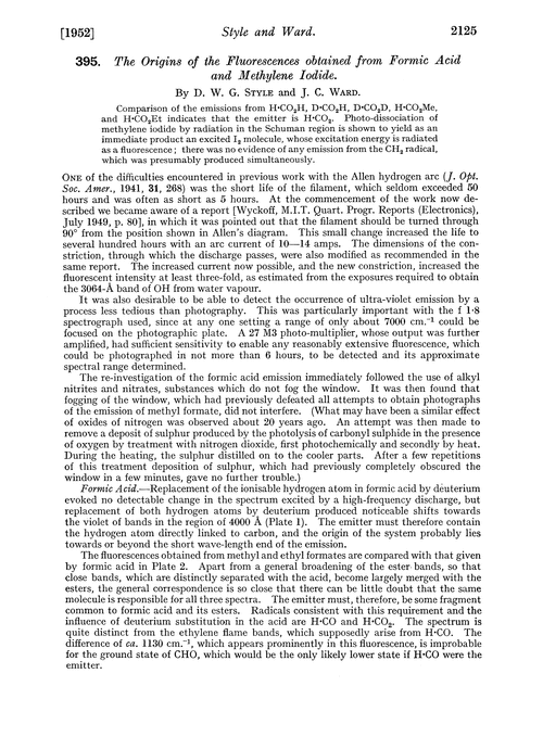 395. The origins of the fluorescences obtained from formic acid and methylene iodide