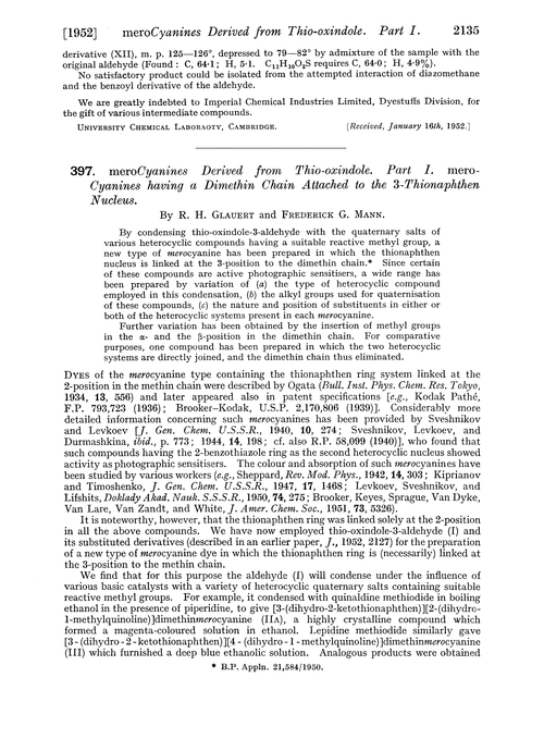 397. meroCyanines derived from thio-oxindole. Part I. mero-Cyanines having a dimethin chain attached to the 3-thionaphthen nucleus