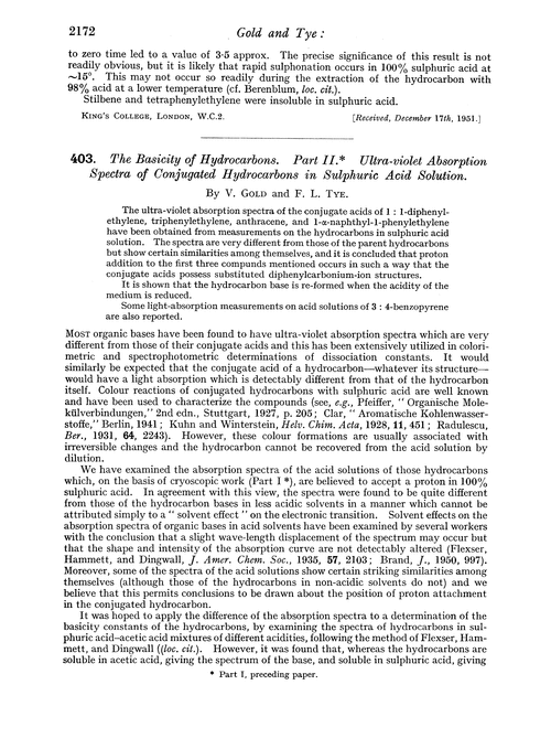 403. The basicity of hydrocarbons. Part II. Ultra-violet absorption spectra of conjugated hydrocarbons in sulphuric acid solution