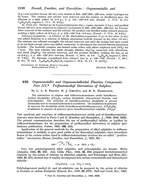 410. Organometallic and organometalloidal fluorine compounds. Part III. Trifluoromethyl derivatives of sulphur