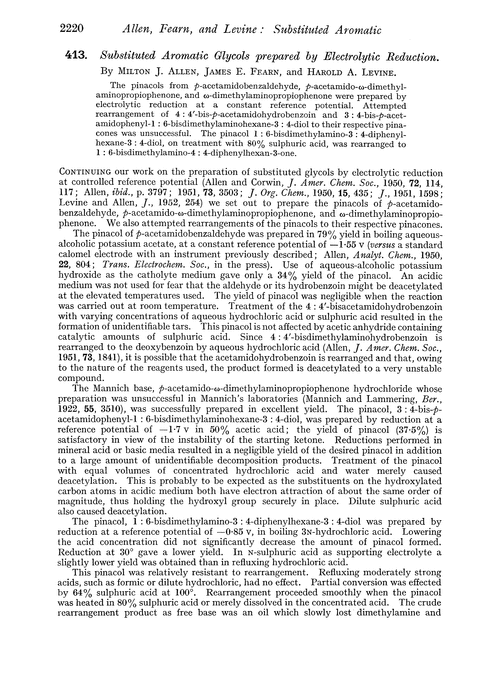 413. Substituted aromatic glycols prepared by electrolytic reduction