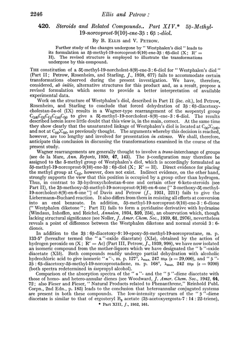 420. Steroids and related compounds. Part XIV. 5β-Methyl-19-norcoprost-9(10)-ene-3β : 6β : -diol