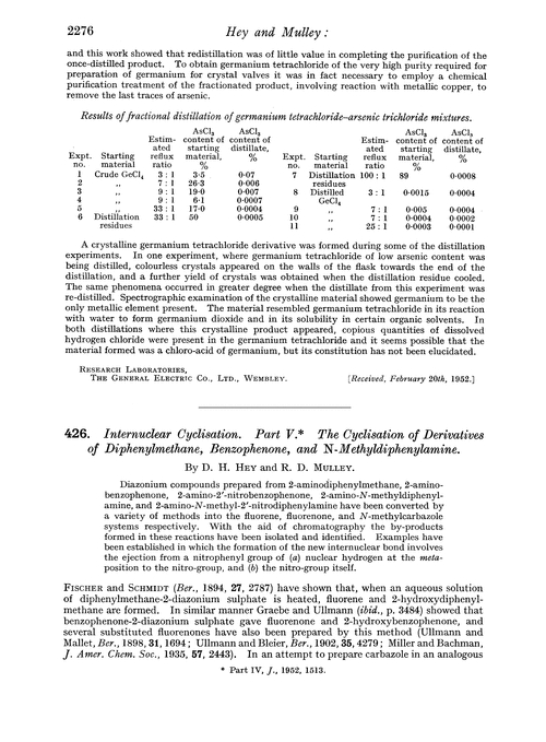 426. Internuclear cyclisation. Part V. The cyclisation of derivatives of diphenylmethane, benzophenone, and N-methyldiphenylamine