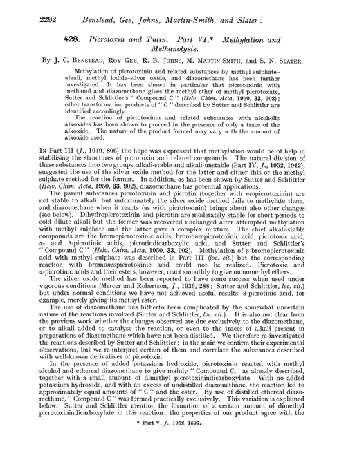 428. Picrotoxin and tutin. Part VI. Methylation and methanolysis