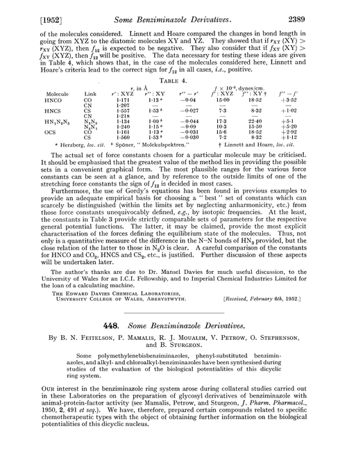448 Some Benziminazole Derivatives Journal Of The Chemical Society Resumed Rsc Publishing