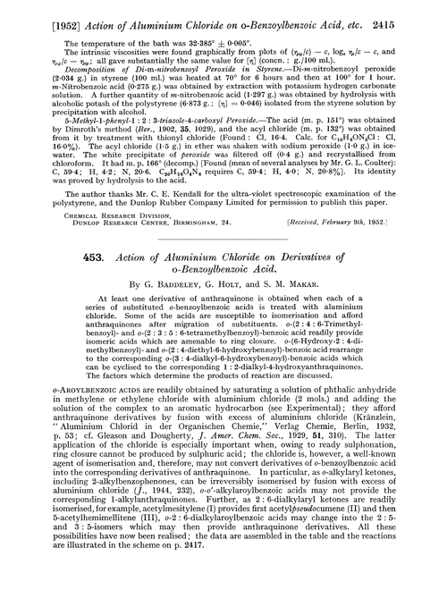 453. Action of aluminium chloride on derivatives of o-benzoylbenzoic acid