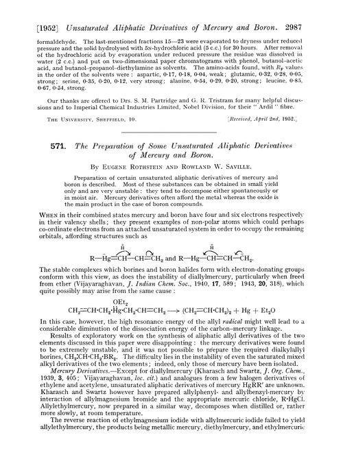 571. The preparation of some unsaturated aliphatic derivatives of mercury and boron