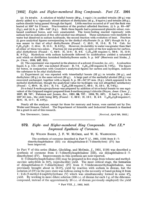572. Eight- and higher-membered ring compounds. Part IX. Improved synthesis of coronene