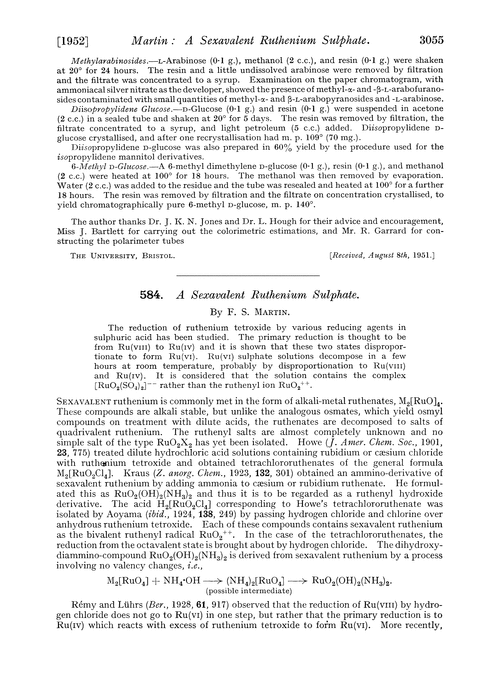 584. A sexavalent ruthenium sulphate