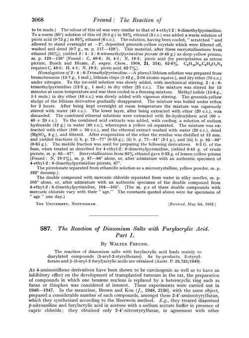 587. The reaction of diazonium salts with furylacrylic acid. Part I