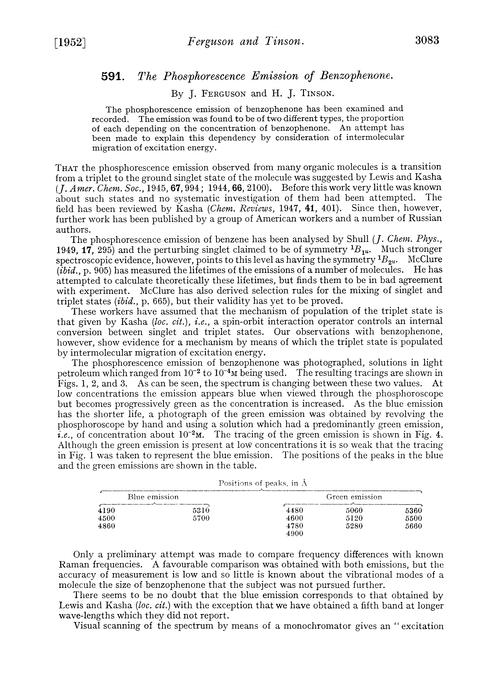 591. The phosphorescence emission of benzophenone