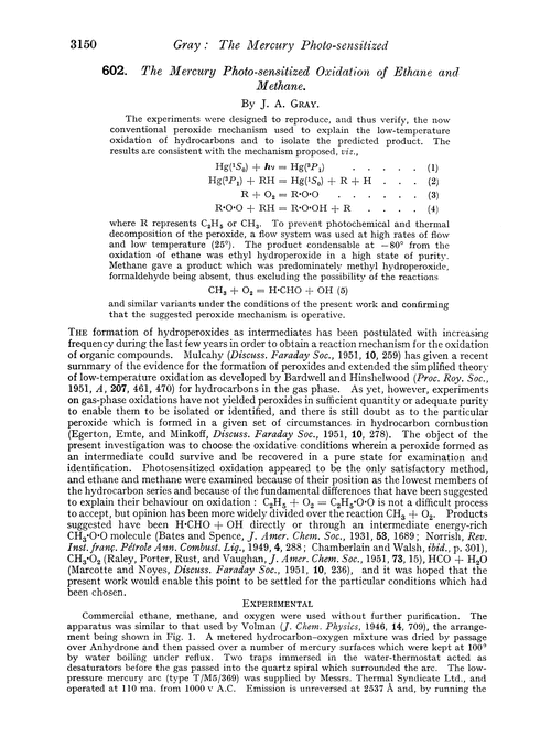 602. The mercury photo-sensitized oxidation of ethane and methane