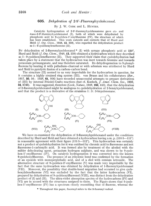 605. Dehydration of 2–9′-fluorenylcyclohexanol