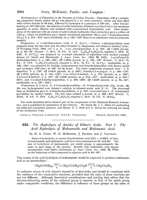624. The hydrolysis of amides of dibasic acids. Part I. The acid hydrolysis of malonamide and malonamic acid