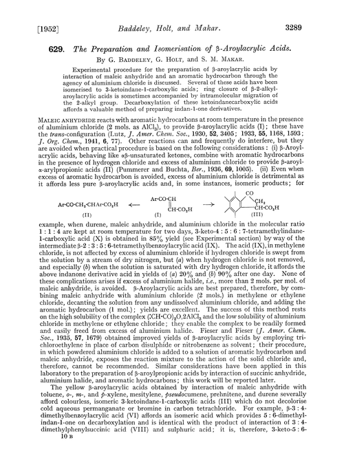 629. The preparation and isomerisation of β-aroylacrylic acids