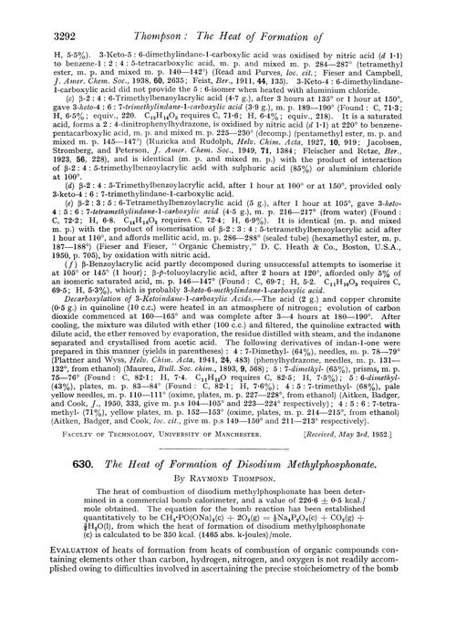 630. The heat of formation of disodium methylphosphonate