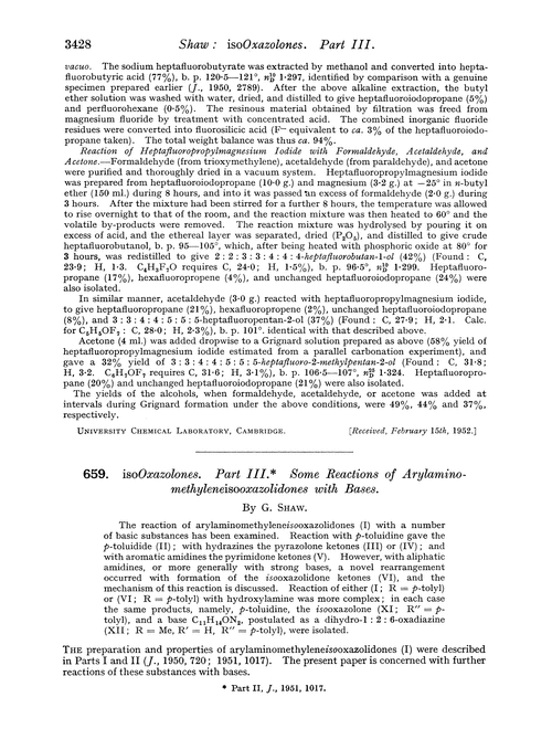 659. isoOxazolones. Part III. Some reactions of arylaminomethyleneisooxazolidones with bases