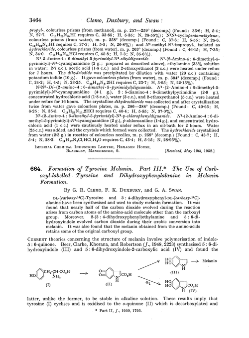 664. Formation of tyrosine melanin. Part III. The use of carboxyl-labelled tyrosine and dihydroxyphenylalanine in melanin formation