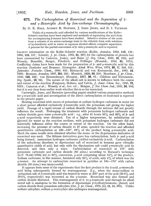 671. The carboxylation of resorcinol and the separation of β-and γ-resorcylic acid by ion-exchange chromatography