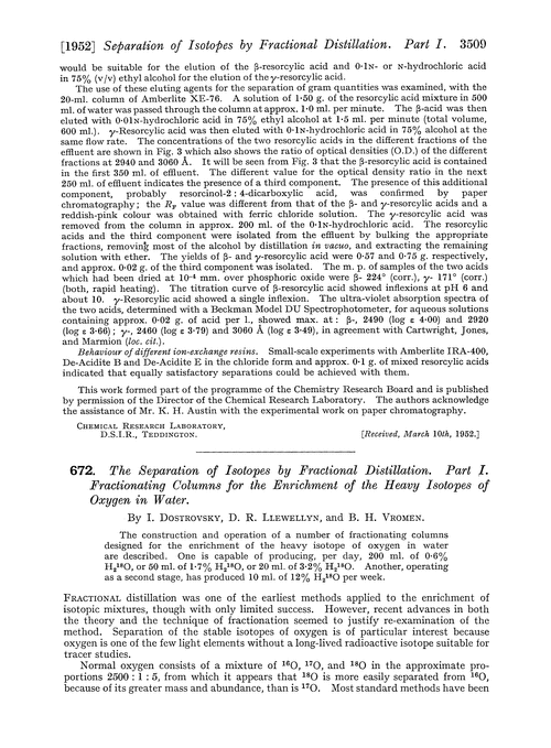 672. The separation of isotopes by fractional distillation. Part I. Fractionating columns for the enrichment of the heavy isotopes of oxygen in water