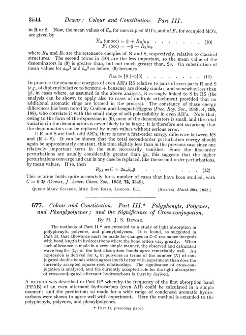 677. Colour and constitution. Part III. Polyphenyls, polyenes, and phenylpolynes; and the significance of cross-conjugation