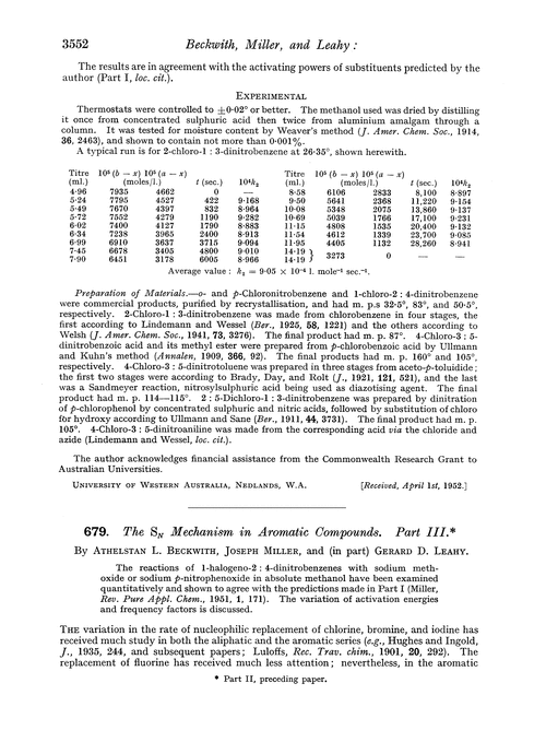 679. The SN mechanism in aromatic compounds. Part III