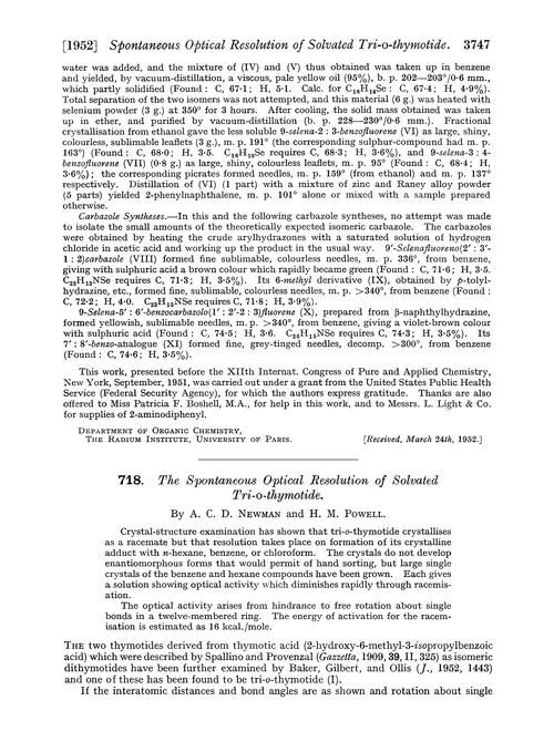 718. The spontaneous optical resolution of solvated tri-o-thymotide