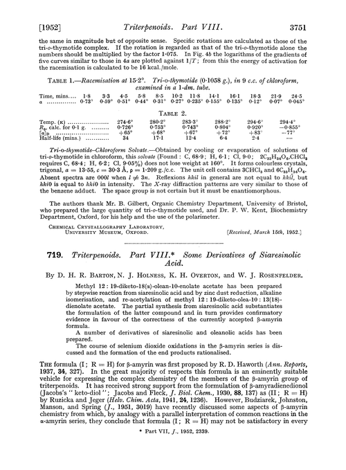 719. Triterpenoids. Part VIII. Some derivatives of siaresinolic acid