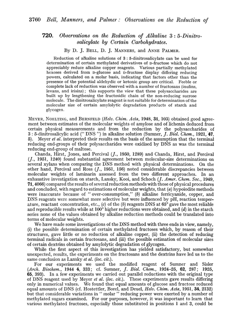 720. Observations on the reduction of alkaline 3 : 5-dinitrosalicylate by certain carbohydrates