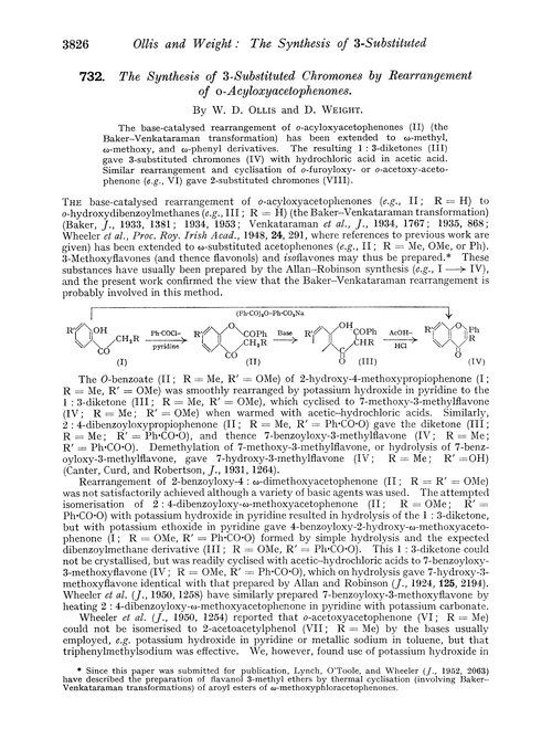 732. The synthesis of 3-substituted chromones by rearrangement of o-acyloxyacetophenones