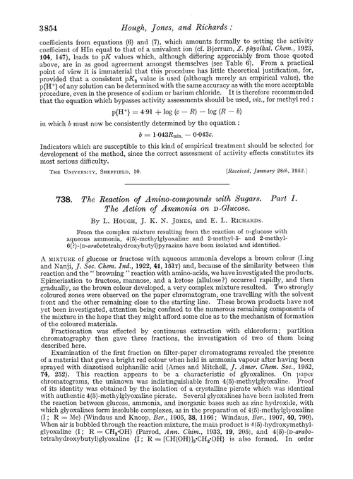 738. The reaction of amino-compounds with sugars. Part I. The action of ammonia on D-glucose