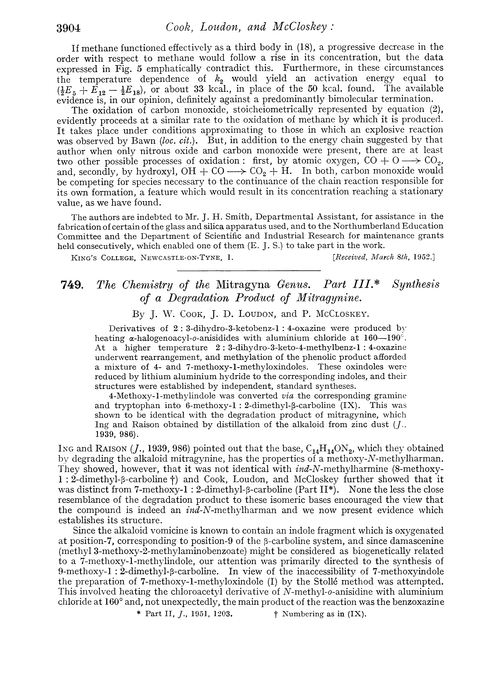 749. The chemistry of the mitragyna genus. Part III. Synthesis of a degradation product of mitragynine