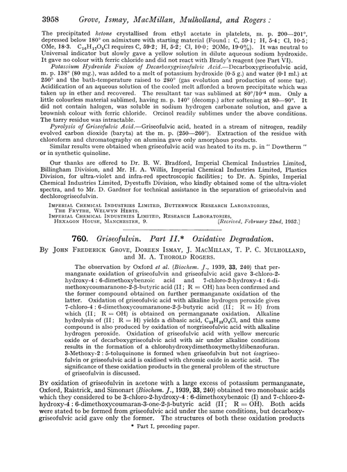 760. Griseofulvin. Part II. Oxidative degradation