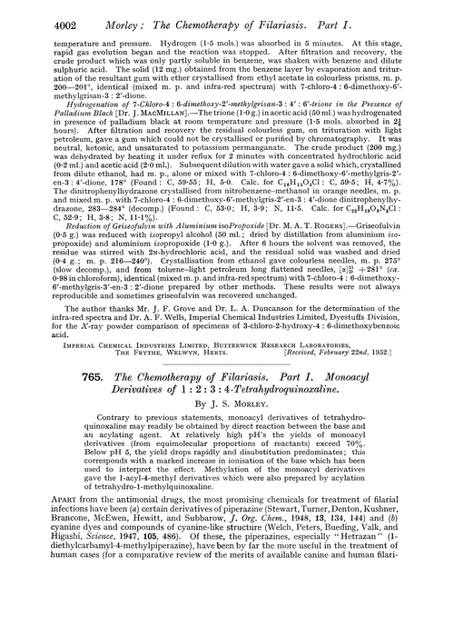 765. The chemotherapy of filariasis. Part I. Monoacyl derivatives of 1 : 2 : 3 : 4-tetrahydroquinoxaline