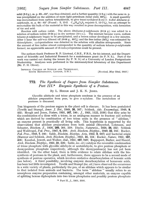 772. The synthesis of sugars from simpler substances. Part III. Enzymic synthesis of a pentose