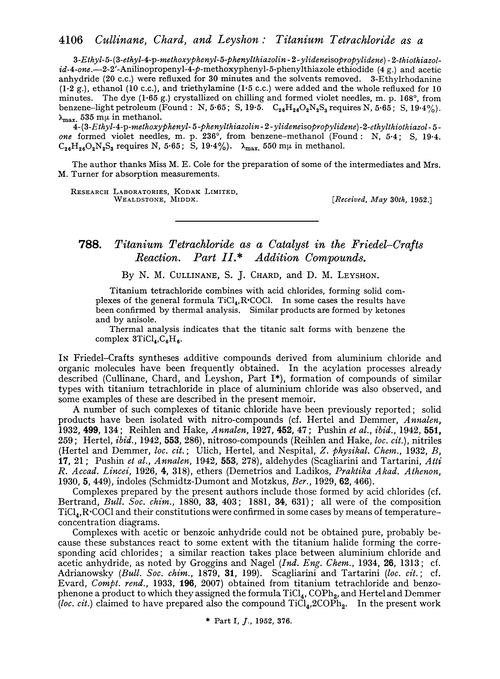 788. Titanium tetrachloride as a catalyst in the Friedel–Crafts reaction. Part II. Addition compounds