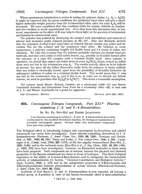 804. Carcinogenic nitrogen compounds. Part XII. Fluorine-containing 1 : 2- and 3 : 4-benzacridines